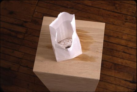 paper bag on pedestal