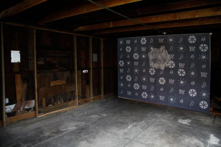 dark room with painting